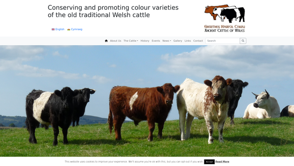 Screenshot of the The Ancient Cattle Of Wales Breed Society website