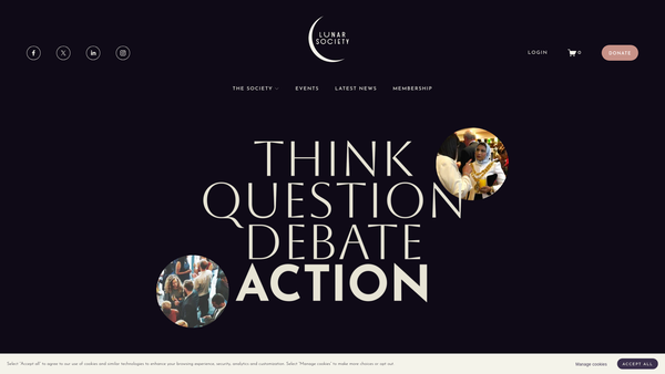 Screenshot of the The Lunar Society website