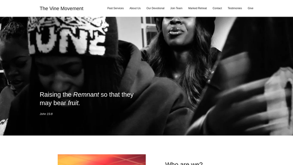 Screenshot of the The Vine Movement website
