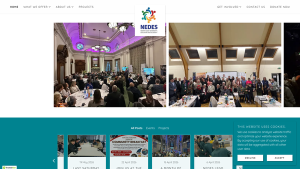 Screenshot of the North East Diversity Education And Solidarity website