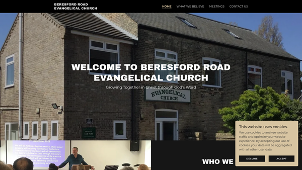 Screenshot of the Beresford Road Evangelical Church (CIO) website