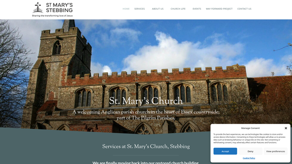Screenshot of the The Parochial Church Council Of The Ecclesiastical Parish Of St Mary The Virgin, Stebbing, In The Diocese Of Chelmsford website