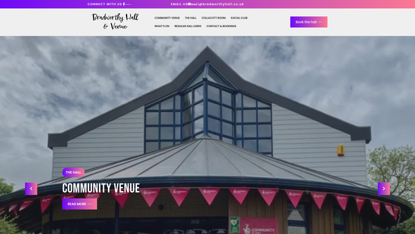 Screenshot of the Bradworthy Memorial Hall website