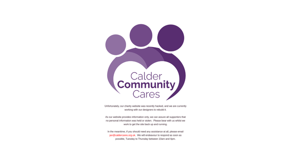 Screenshot of the Calder Community Cares website