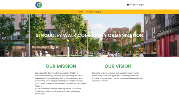 Screenshot of the Stroudley Walk Community Organisation website