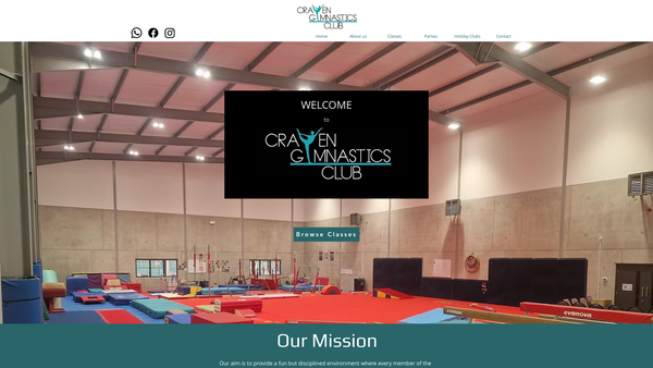 Screenshot of the Craven Gymnastics Club CIO website