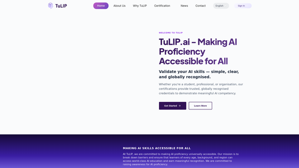 Screenshot of the The Turing Learning Initiative for AI Proficiency website