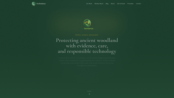 Screenshot of the Ecosentience CIO website