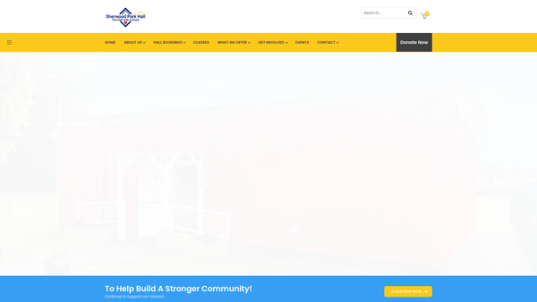 Screenshot of the Sherwood Park Hall CIO website