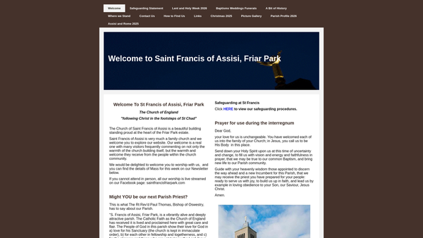 Screenshot of the The Parochial Church Council Of The Ecclesiastical Parish Of West Bromwich S.francis website
