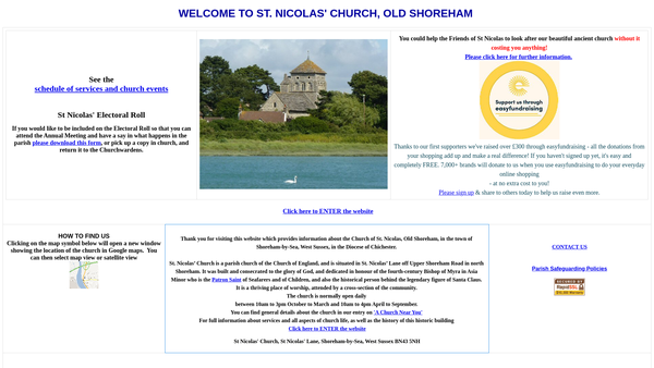 Screenshot of the The Parochial Church Council Of The Ecclesiastical Parish Of St Nicolas, Old Shoreham In The Diocese Of Chichester website