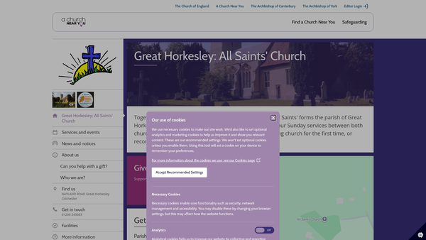Screenshot of the The Parochial Church Council Of The Ecclesiastical Parish Of Great Horkesley website
