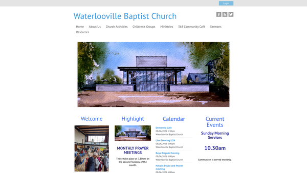 Screenshot of the Waterlooville Baptist Church website