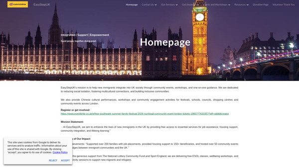 Screenshot of the Easystepuk website