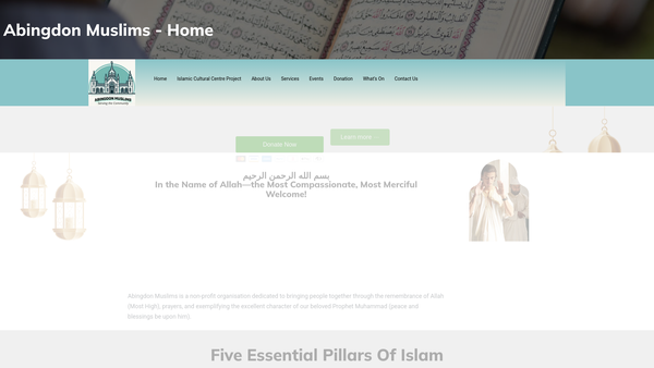 Screenshot of the Abingdon Muslims website