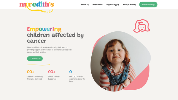 Screenshot of the Meredith's Mission website