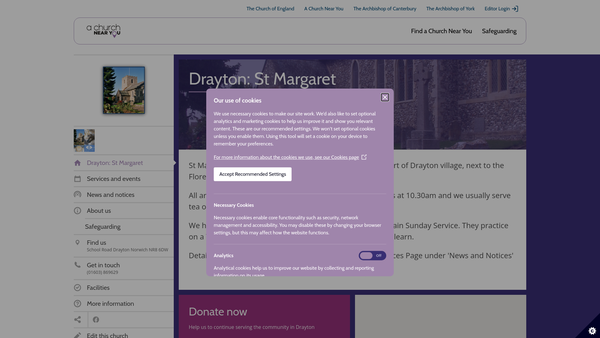 Screenshot of the The Parochial Church Council Of The Ecclesiastical Parish Of St Margaret, Drayton, In The Diocese Of Norwich website