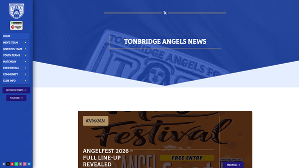 Screenshot of the Tonbridge Angels Foundation website