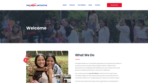 Screenshot of the The Nepal Initiative website