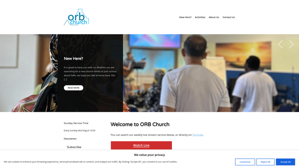 Screenshot of the Oundle Road Baptist Church, Peterborough website