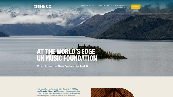 Screenshot of the At The Worlds Edge UK Music Foundation website