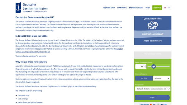 Screenshot of the German Seafarers' Mission In The United Kingdom website