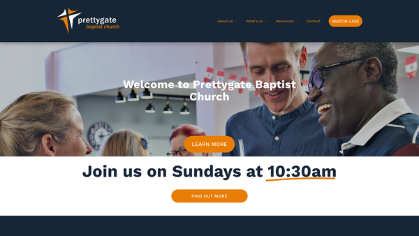 Screenshot of the Prettygate Baptist Church, Colchester website