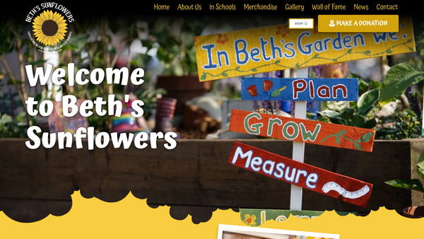 Screenshot of the Beth's Sunflowers website