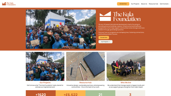 Screenshot of the The Kula Foundation website