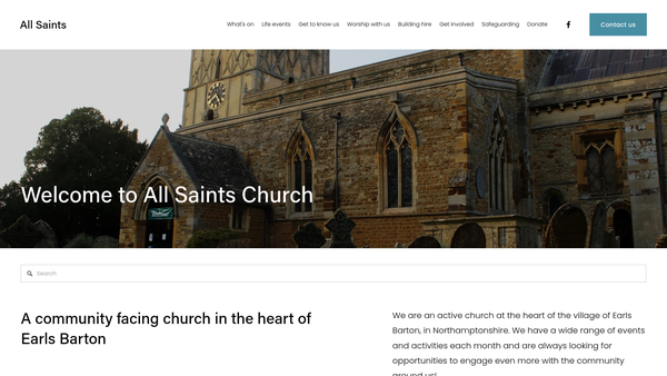 Screenshot of the The Parochial Church Council Of The Ecclesiastical Parish Of All Saints Earls Barton website