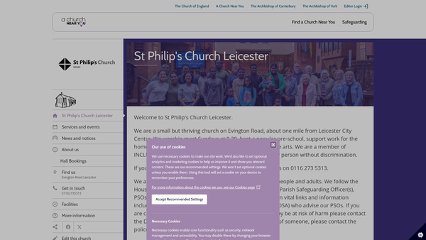 Screenshot of the The Parochial Church Council Of The Ecclesiastical Parish Of St Philip Leicester website