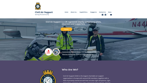 Screenshot of the Civil Air Support CIO website