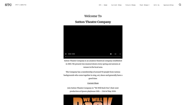 Screenshot of the Sutton Theatre Company website