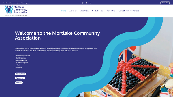 Screenshot of the Mortlake Community Association website