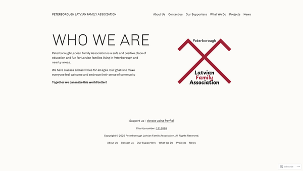 Screenshot of the Peterborough Latvian Family Association website