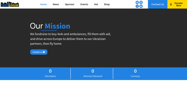 Screenshot of the Convoy4ukraine website