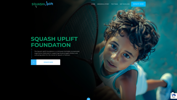 Screenshot of the Squash Uplift Foundation website