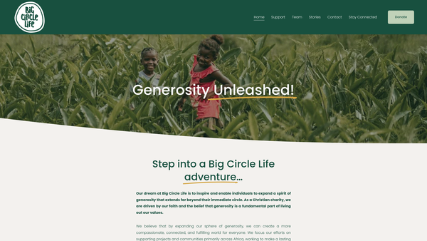 Screenshot of the Big Circle Life website