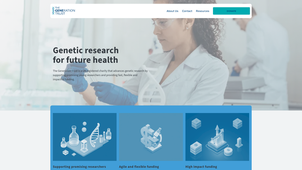 Screenshot of the The Generation Trust website