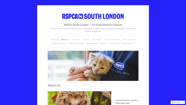 Screenshot of the Royal Society For The Prevention Of Cruelty To Animals South London Branch CIO. website