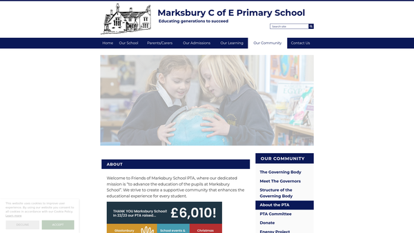 Screenshot of the Friends Of Marksbury School PTA website