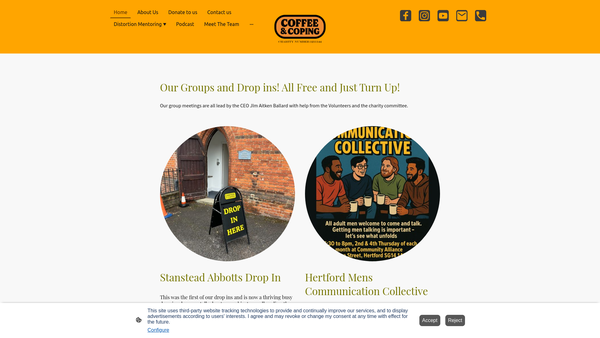 Screenshot of the Coffee And Coping website