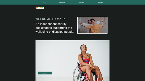 Screenshot of the Mana Charity website