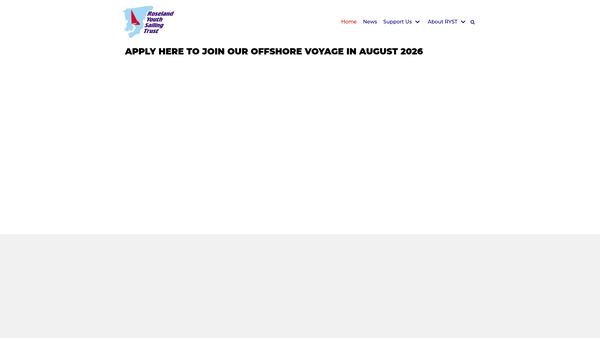 Screenshot of the Roseland Youth Sailing Trust website