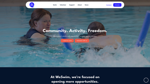 Screenshot of the Weswim CIO website