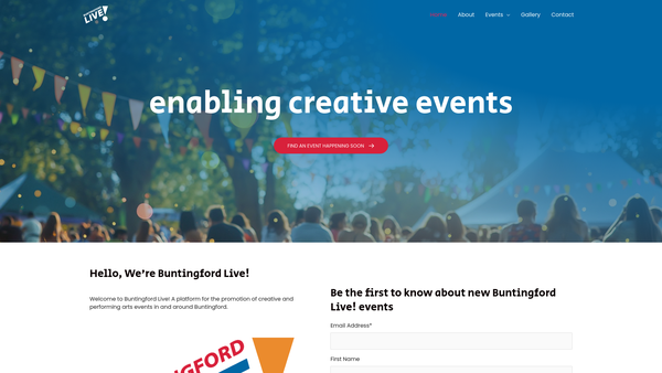 Screenshot of the Buntingford Live! website