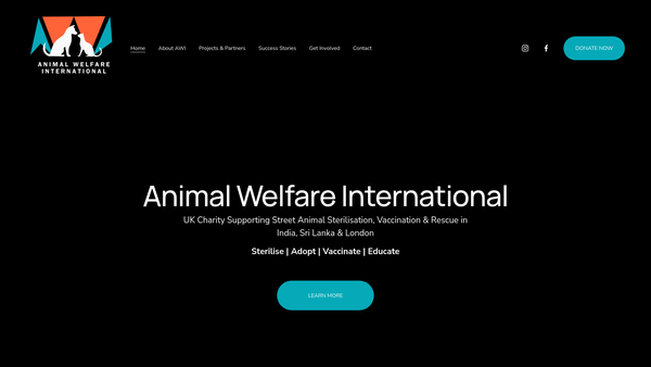 Screenshot of the Animal Welfare International website