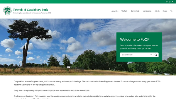 Screenshot of the Friends Of Cassiobury Park website