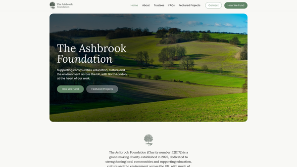 Screenshot of the The Ashbrook Foundation website