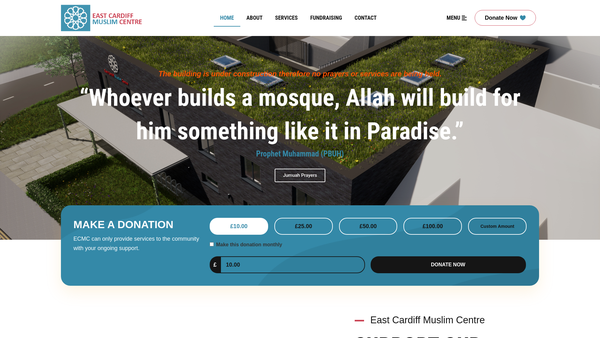 Screenshot of the East Cardiff Community Trust website
